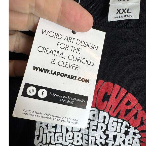 LAPOPART Word Art Snowman Graphic Tee NWT Black LS Cotton Size 2XL - Picture 5 of 5